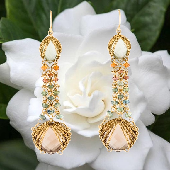 SOLD -Anthony Nak 18k Multicolored Sapphire Earrings - Picture 3 of 7